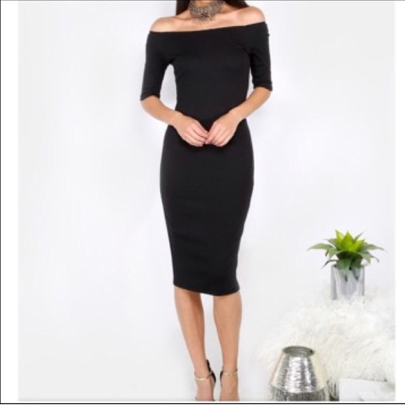 LAST ONE 🖤 Off The Shoulder Black Midi - Picture 3 of 5